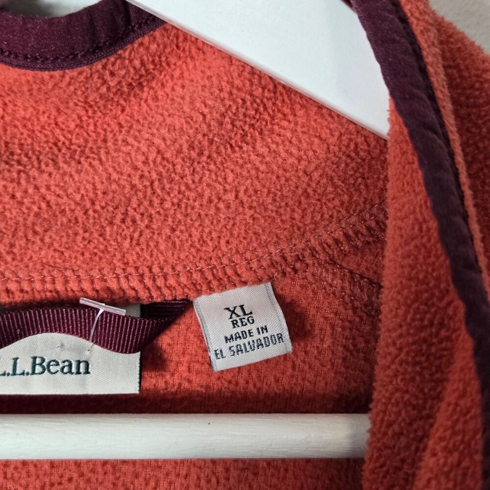 L.L. Beans Women's Size XL Orange 1/4 Zip Fleece Pullover Sweatshirt - Picture 7 of 10